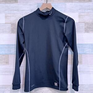 Nike Pro Combat Core Thermal Long Sleeve Mock Neck Compression Top Black Boys XL